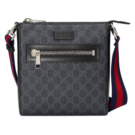 gucci black logo crossbody bag|Gucci crossbody with striped strap.